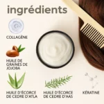 Masque capillaire à l’huile d’argan et aloe vera avec femme aux cheveux brillants-ayurveda-naturel