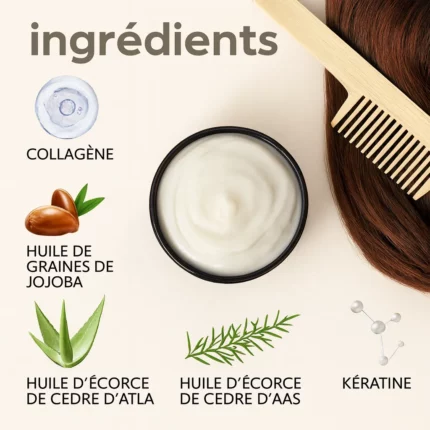 Masque capillaire à l’huile d’argan et aloe vera avec femme aux cheveux brillants-ayurveda-naturel