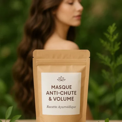 Masque ayurvédique anti chute et volume pour cheveux fins et cassants.