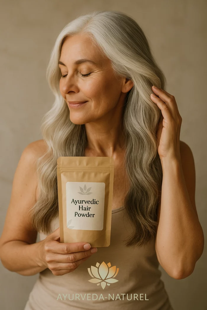 Soin ayurvédique naturel pour cheveux blancs et gris